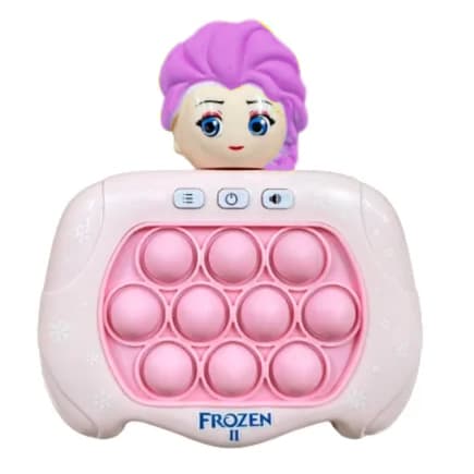 Joc interactiv Pop-It Consola, antistres, cu sunete si lumini, forma Frozen 2, roz