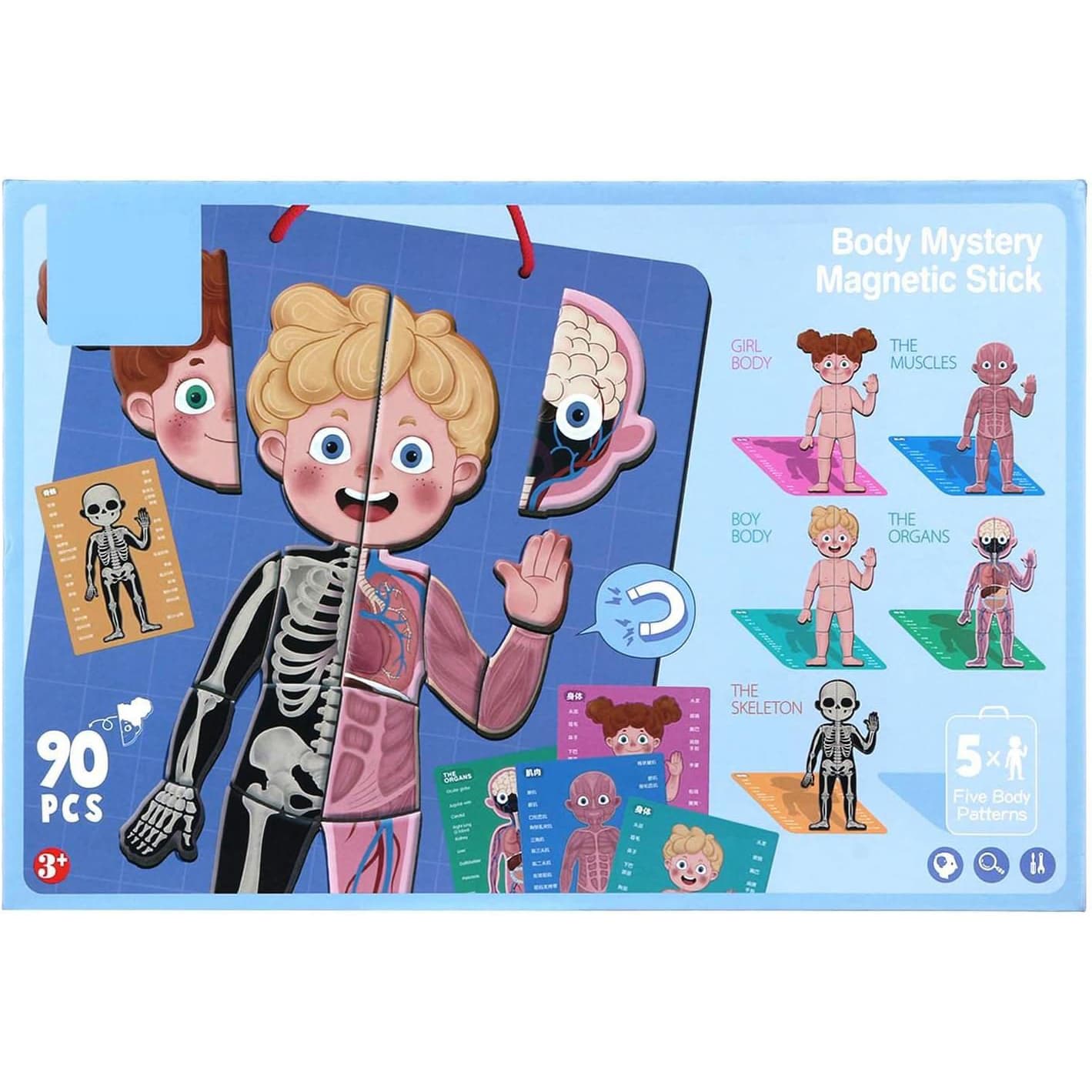 Joc educativ magnetic, Corpul uman, Montessori, 90 piese