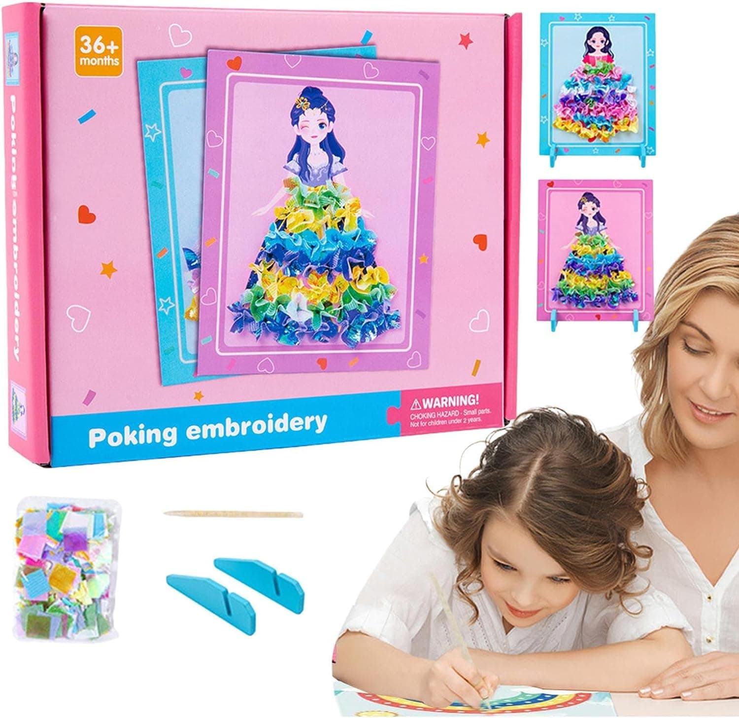 Joc Creativ si educativ pentru copii, Broderie pe Fusta Printesei, Roz