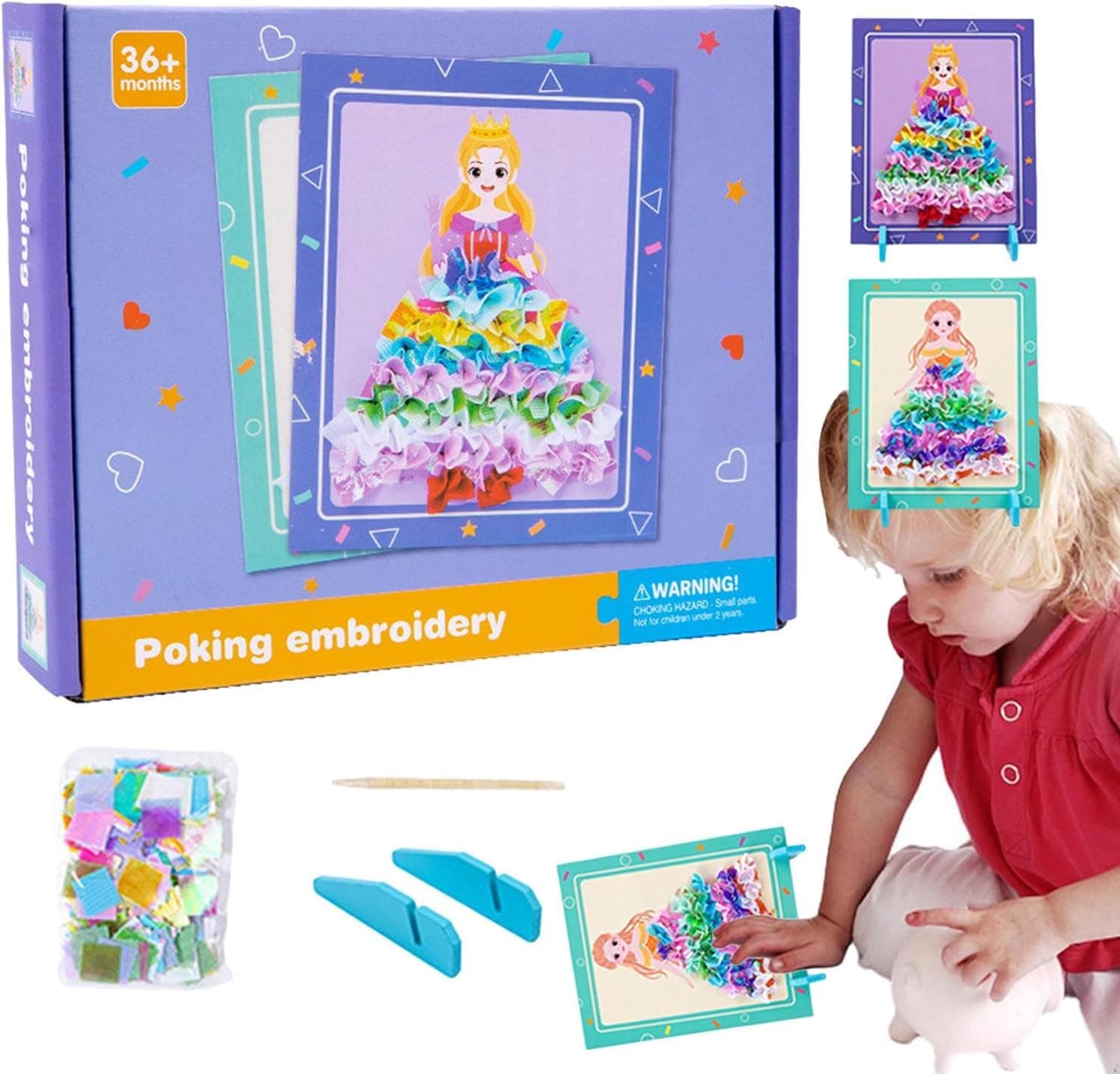 Joc Creativ si educativ pentru copii, Broderie pe Fusta Printesei, Mov