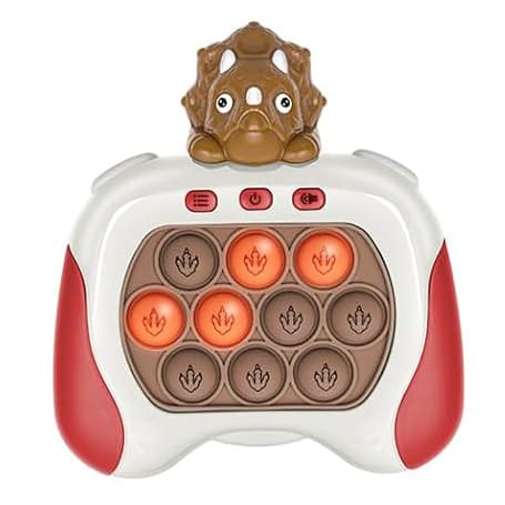 Joc interactiv Pop-It Consola, antistres, cu sunete si lumini, forma Dinozaur