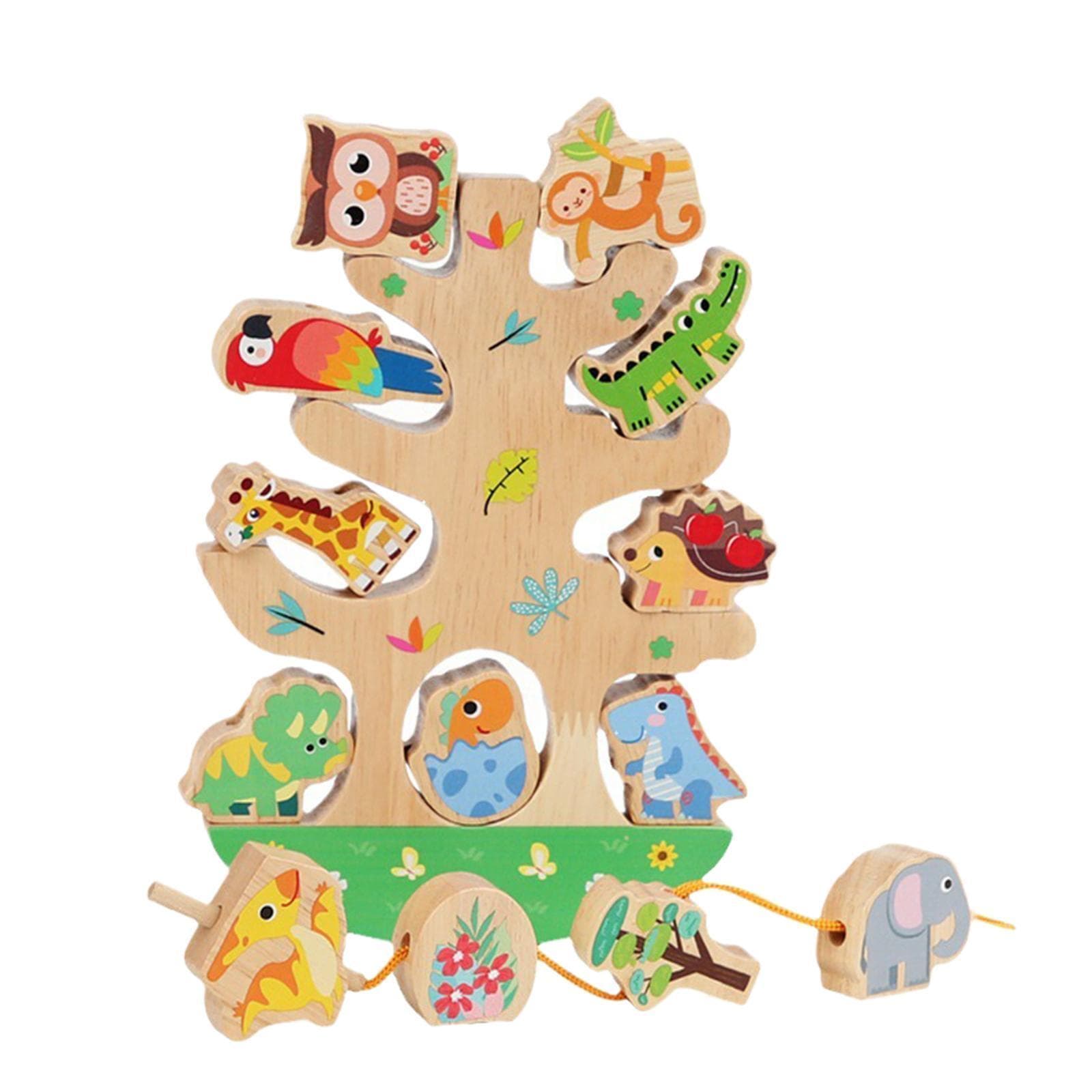 Joc educativ Copacul cu animalute 2 in 1, snuruit si echilibru, multicolor