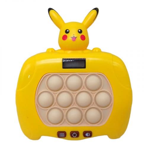 Joc interactiv Pop-It Consola, antistres, cu sunete si lumini, afisaj si 999 level, forma Pikachu