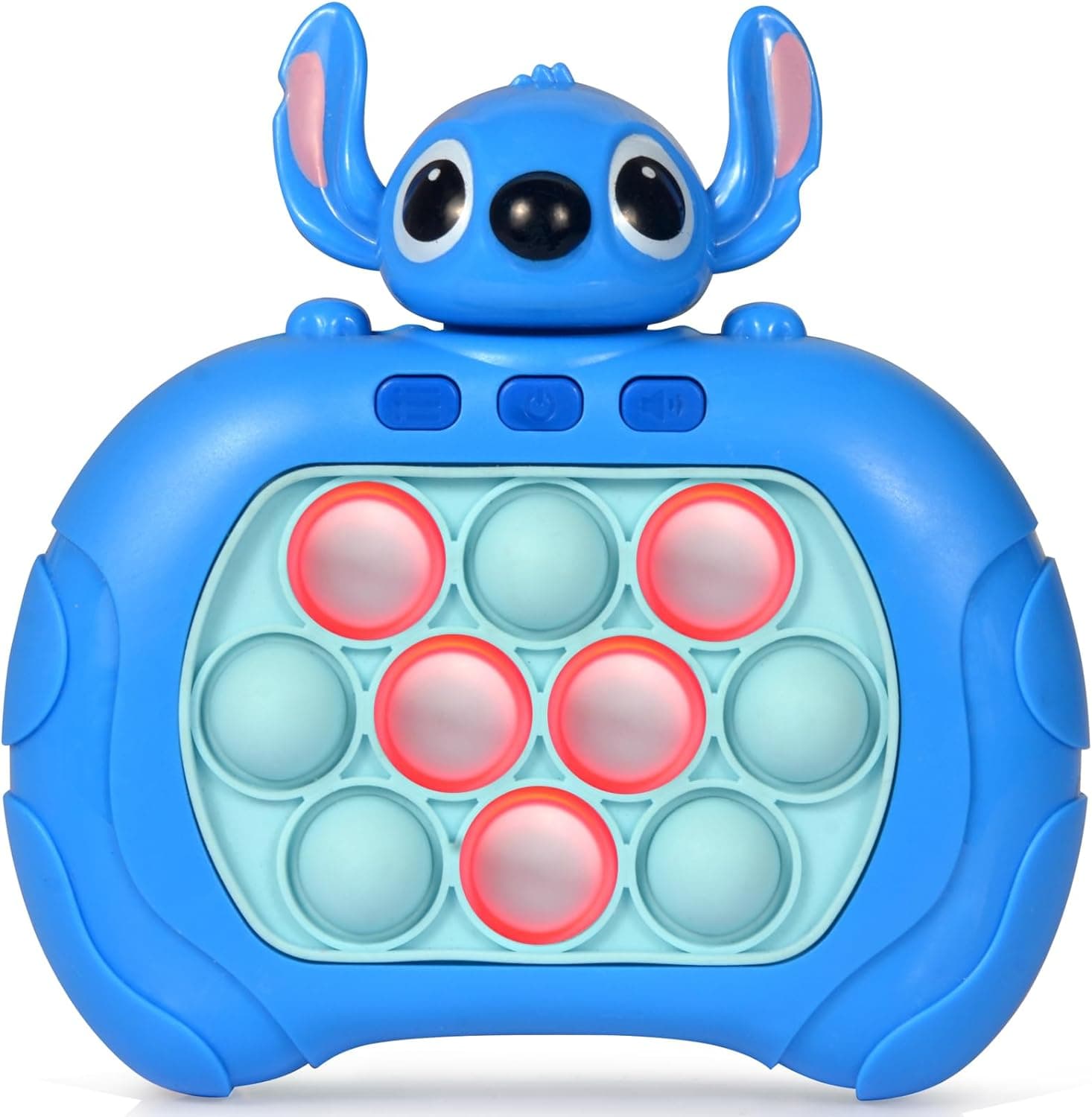 Joc interactiv Pop-It Consola, antistres, cu sunete si lumini, Albastru