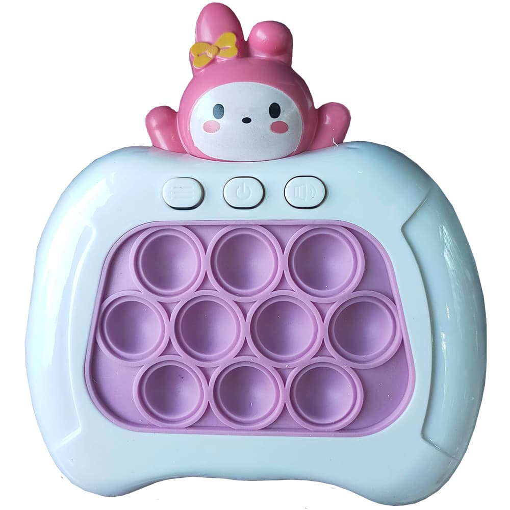 Joc interactiv Pop-It Consola, antistres, cu sunete si lumini, Roz/Mov