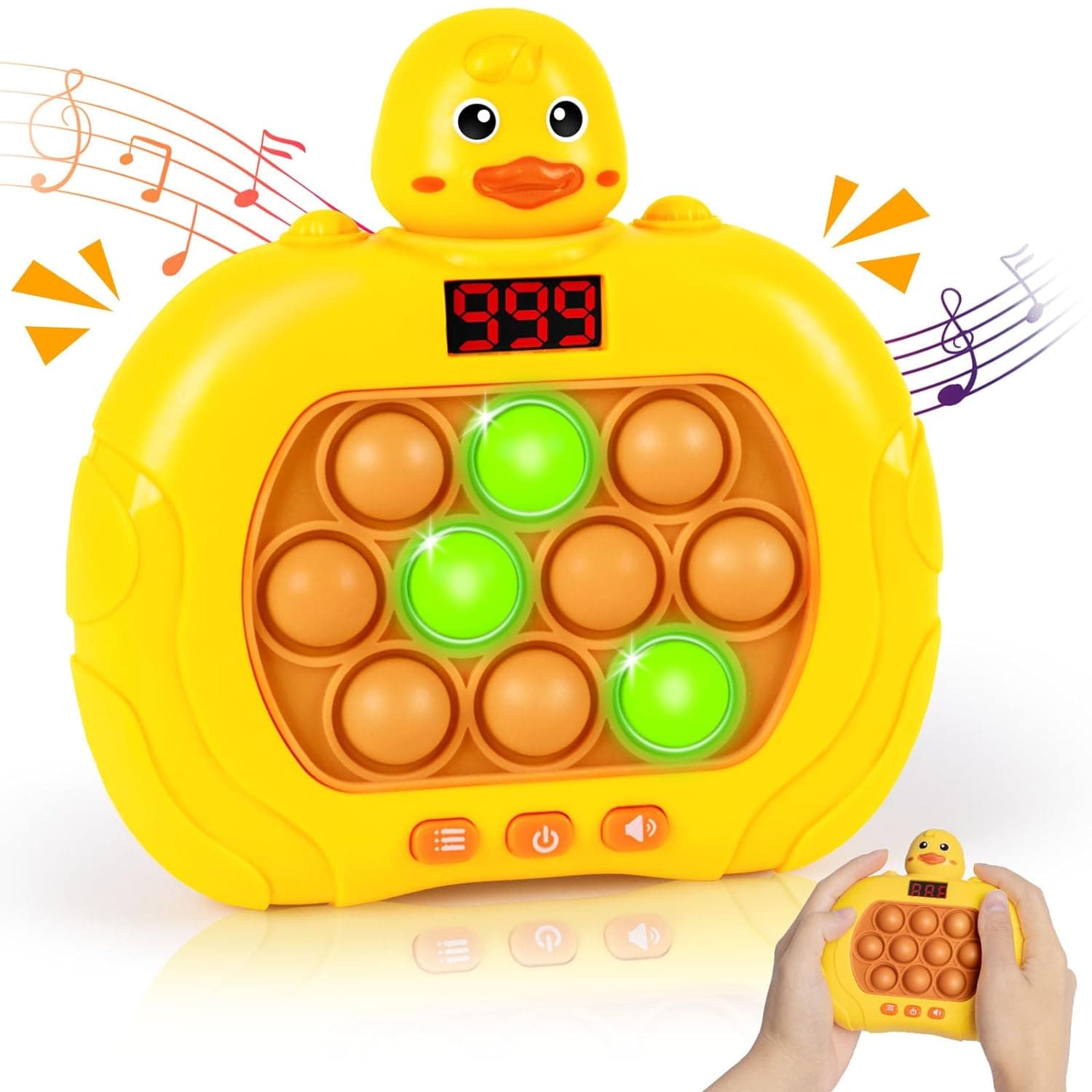 Joc interactiv Pop-It Consola, antistres, cu sunete si lumini, afisaj si 999 level, forma Ratusca