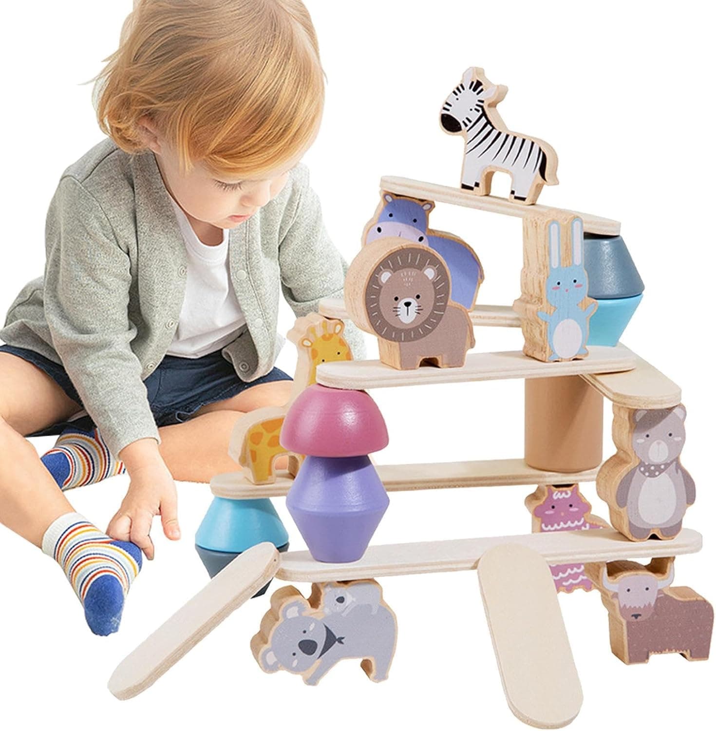 Jucarii de stivuit si echilibru, Montessori din lemn
