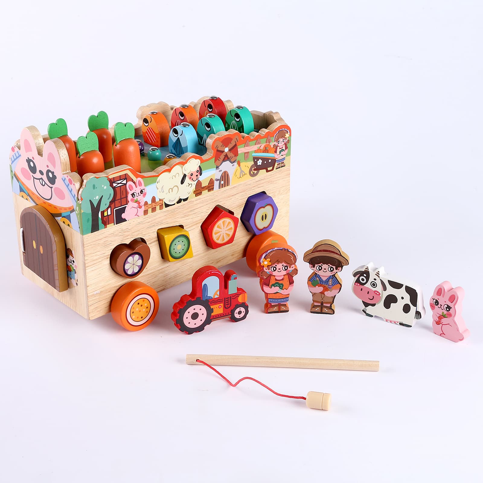 Masinuta de jucarie multifunctionala 3 in 1, din lemn, Montessori
