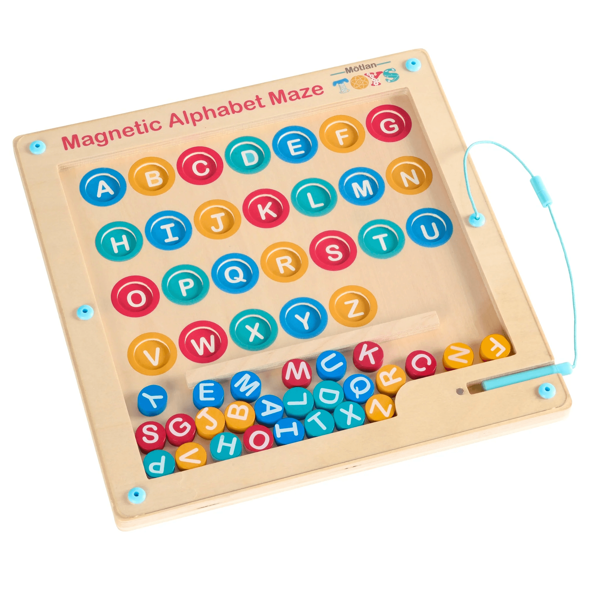 Tabla magnetica Montessori, Alfabet din lemn si Labirint