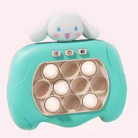 Joc interactiv Pop-It Consola, antistres, cu sunete si lumini, Iepuras Turcuaz