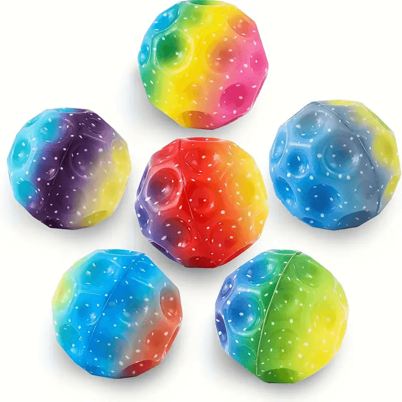 Set 6 mingi Saltarete, super space ball, culoare curcubeu, 7 cm