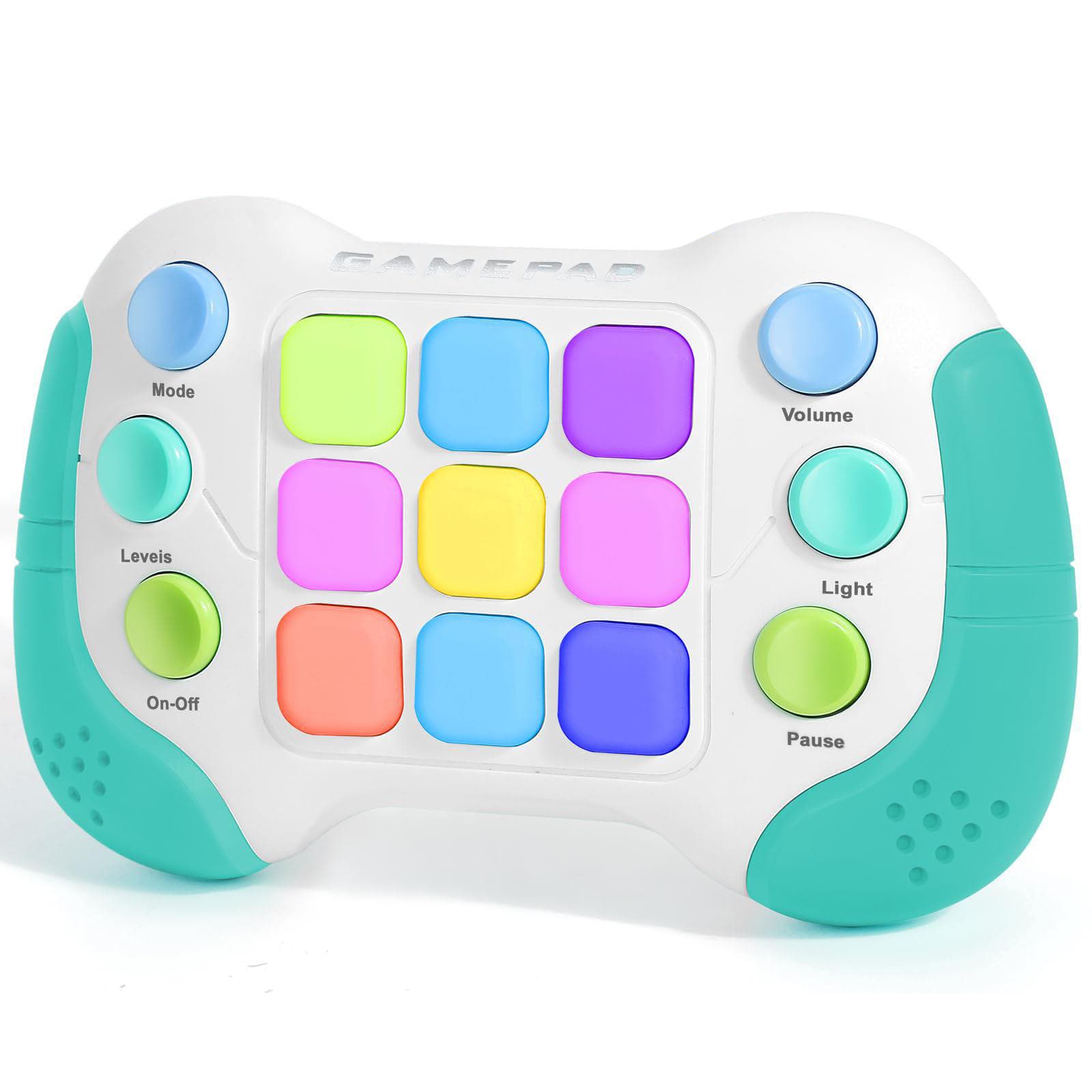 Jucarie Pop It Electronica/Consola, 999 de Nivele Diferite, Lumini RGB, Muzica, Antistres, Senzoriala, Ajuta Memoria si Indemanarea, Turcoaz