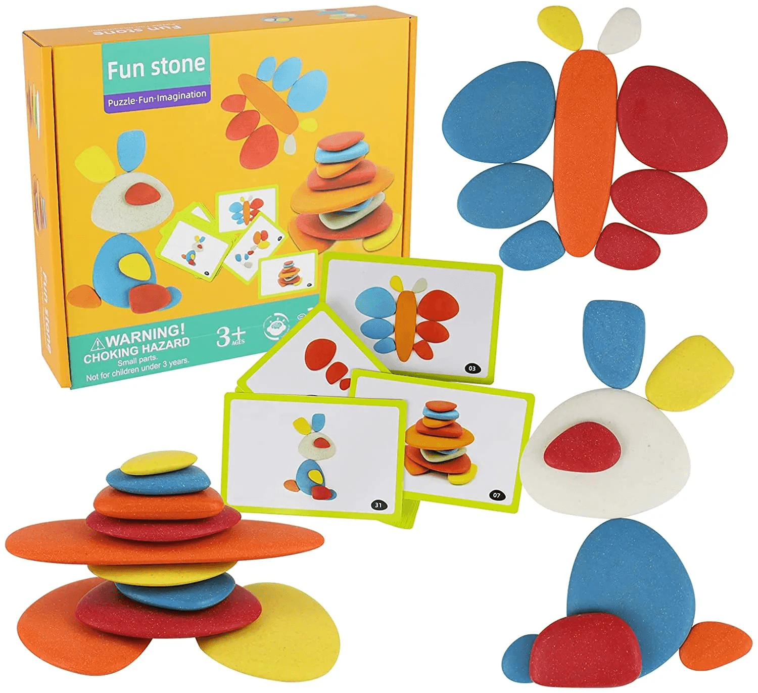 Set de pietre curcubeu pentru stimularea imaginatiei copiilor