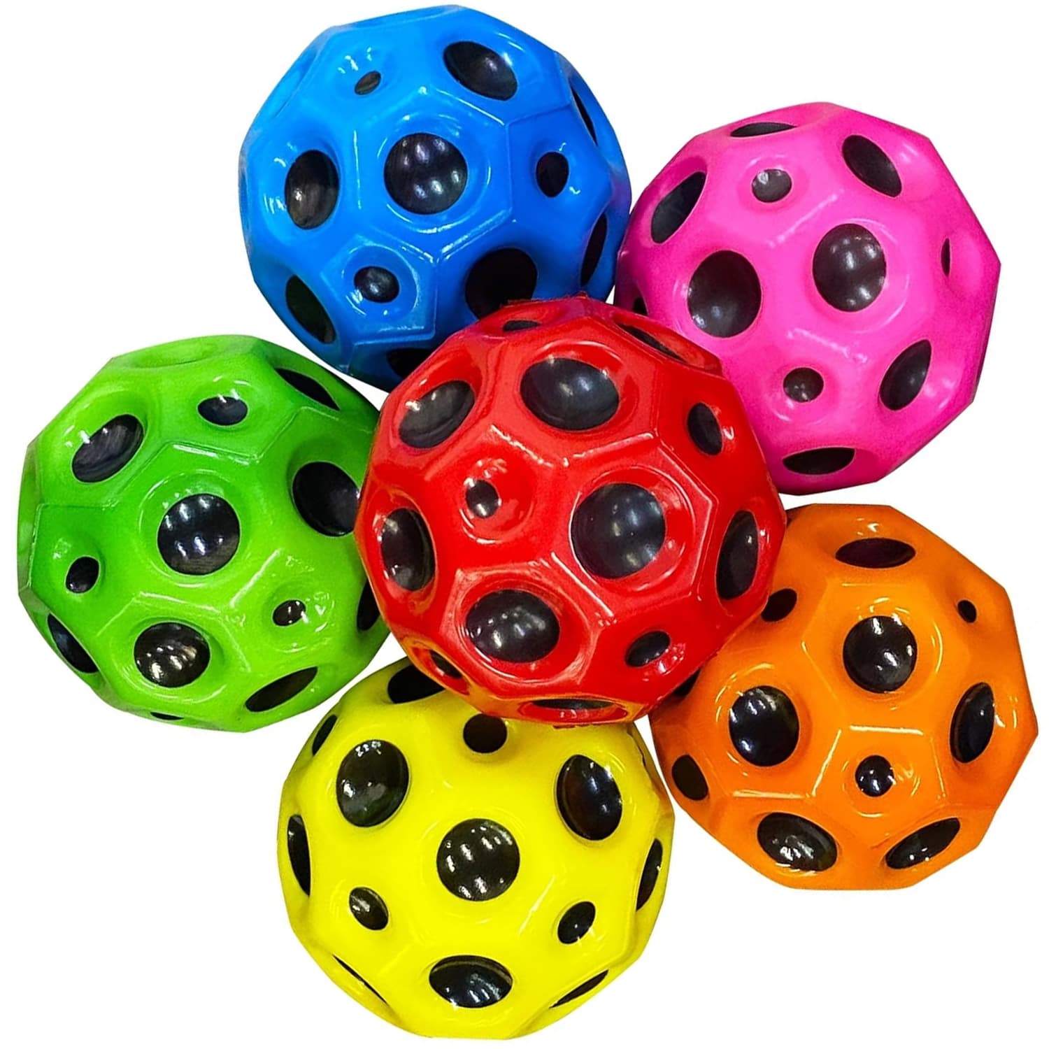 Set 6 mingi Saltarete, super space ball, multicolore, 7 cm