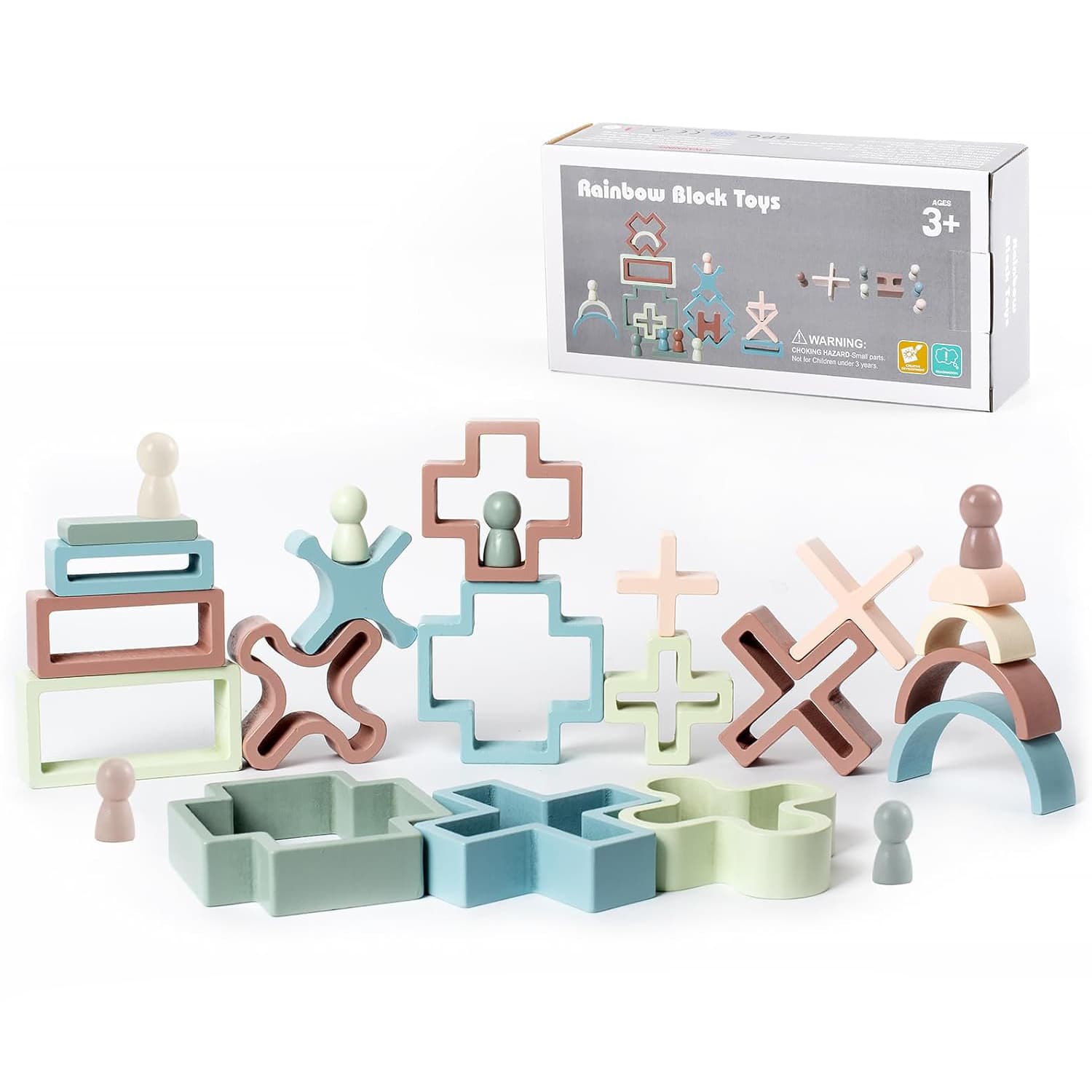 Joc educativ, Diferite forme si Cilindrii Montessori, din Lemn, 28 piese