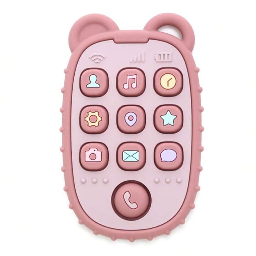 Mini telefon de jucarie pentru dentitie, din silicon