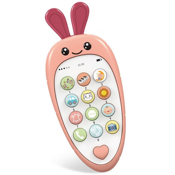 Jucarie interactiva/telefon in forma de morcov, Plastic ABS, 1 ani+, Multicolor
