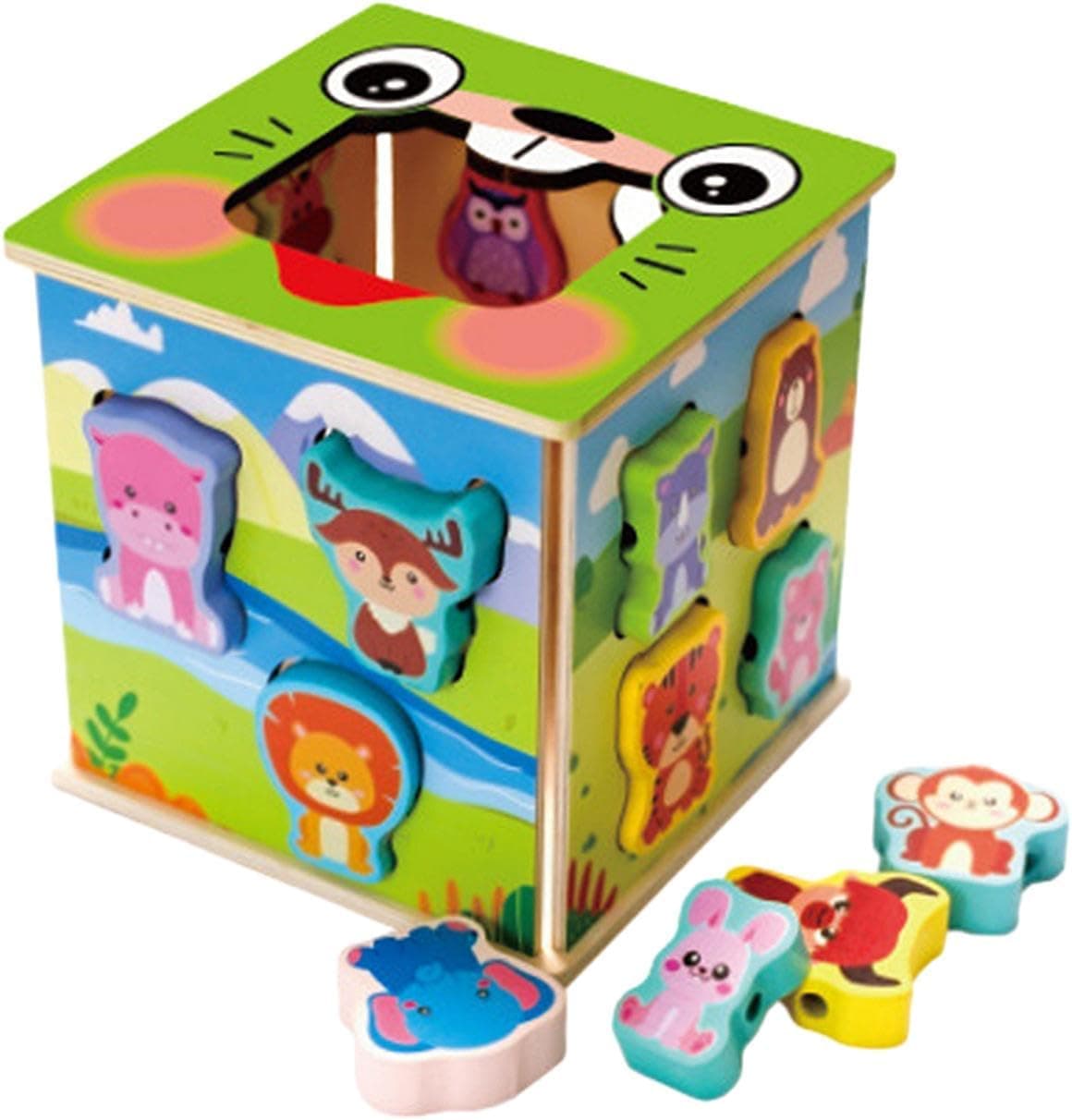 Jucarie interactiva Cutie inteligenta in forma de desene animate pentru dezvoltare, din lemn