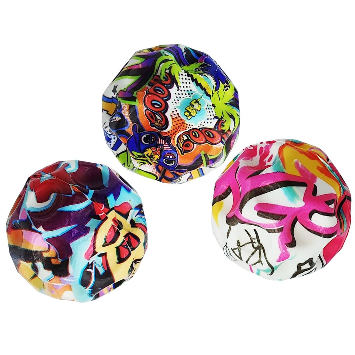 Set 3 mingi Saltarete, super ball, multicolor cu imprimeu, 7 cm