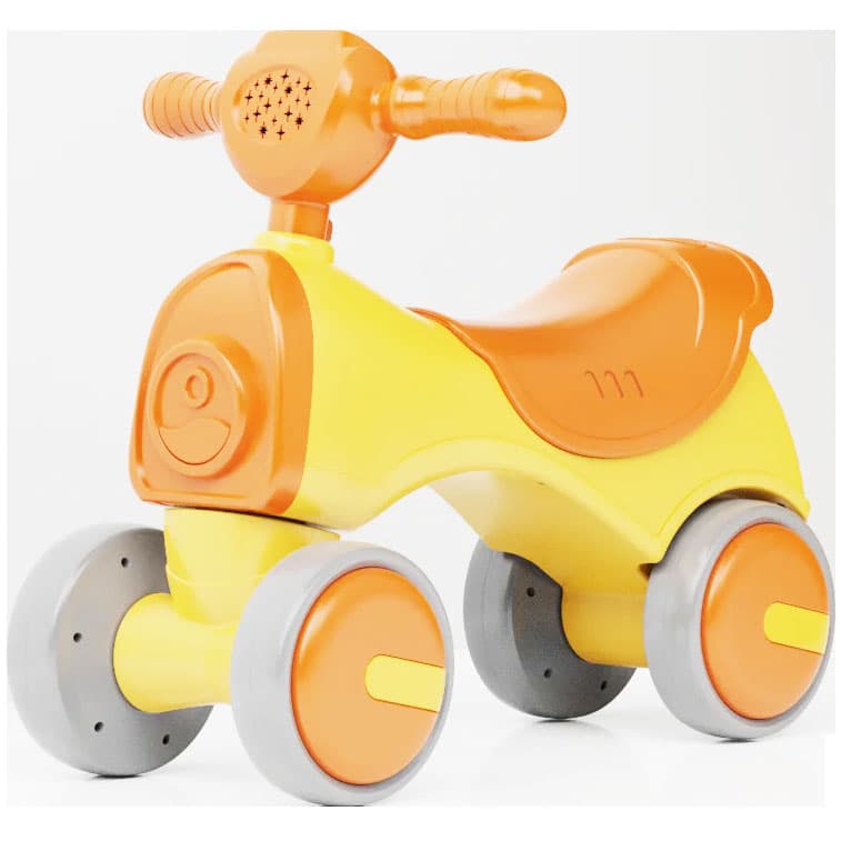 Bicicleta fara pedale cu 4 roti pentru copii, lumini Led si Muzica, 1-3 ani, Portocaliu