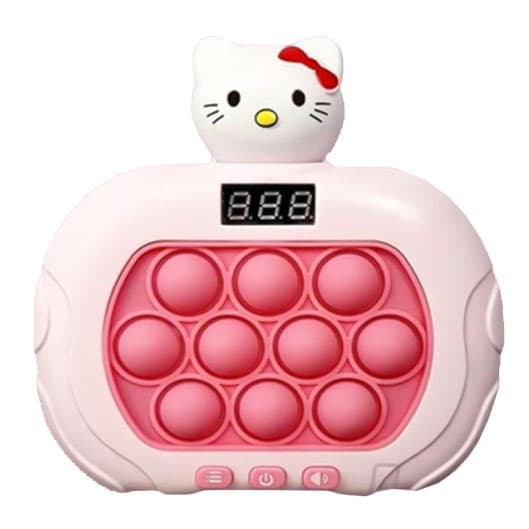 Joc interactiv Pop-It Consola, antistres, cu sunete si lumini, afisaj si 999 level, forma Hello Kitty