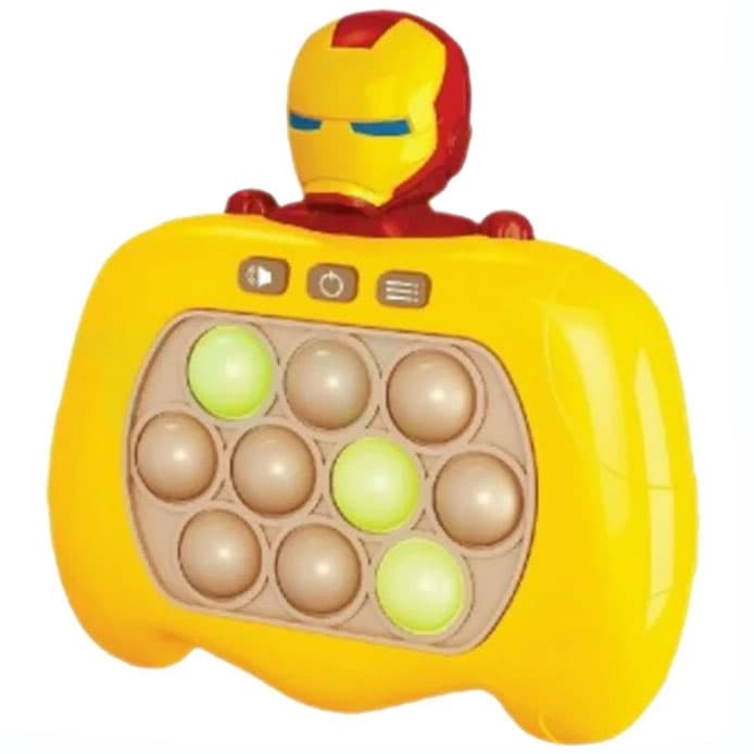 Jucarie Pop it consola/electronic, cu sunet si lumini, galben, Iron Man