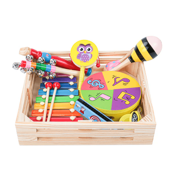 Set Instrumente Muzicale de Jucarie in Cutie de Lemn