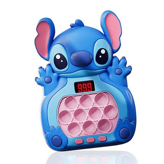 Joc interactiv Pop-It Consola, antistres, cu sunete si lumini, forma Stitch cu afisaj