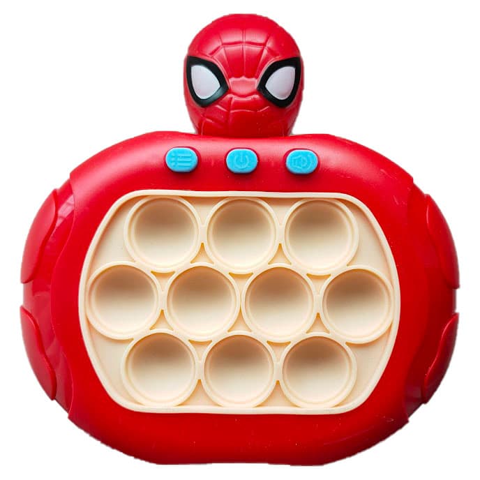 Jucarie Pop It Electronic/Consola Premium, cu Lumini, 3 Culori, 4 Moduri de Joc, Spider-Man