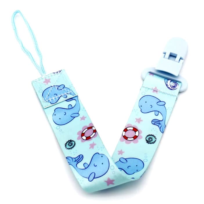 Lant suzeta sau jucarie cu clips, imprimeu cu animale marine