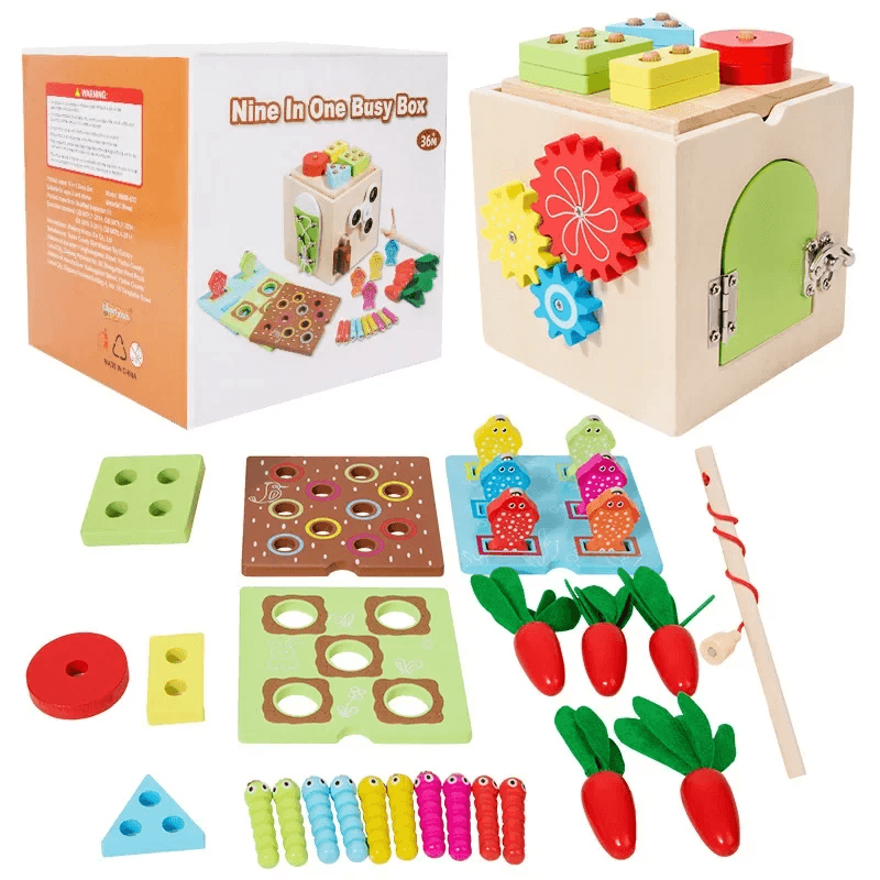 Cub Educativ Din Lemn, Centru Activitati Montessori, 9 in 1