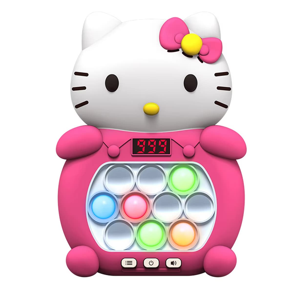 Jucarie Pop It Electronic/Consola Premium, cu Lumini, 3 Culori, 4 Moduri de Joc, Hello Kitty cu afisaj, roz