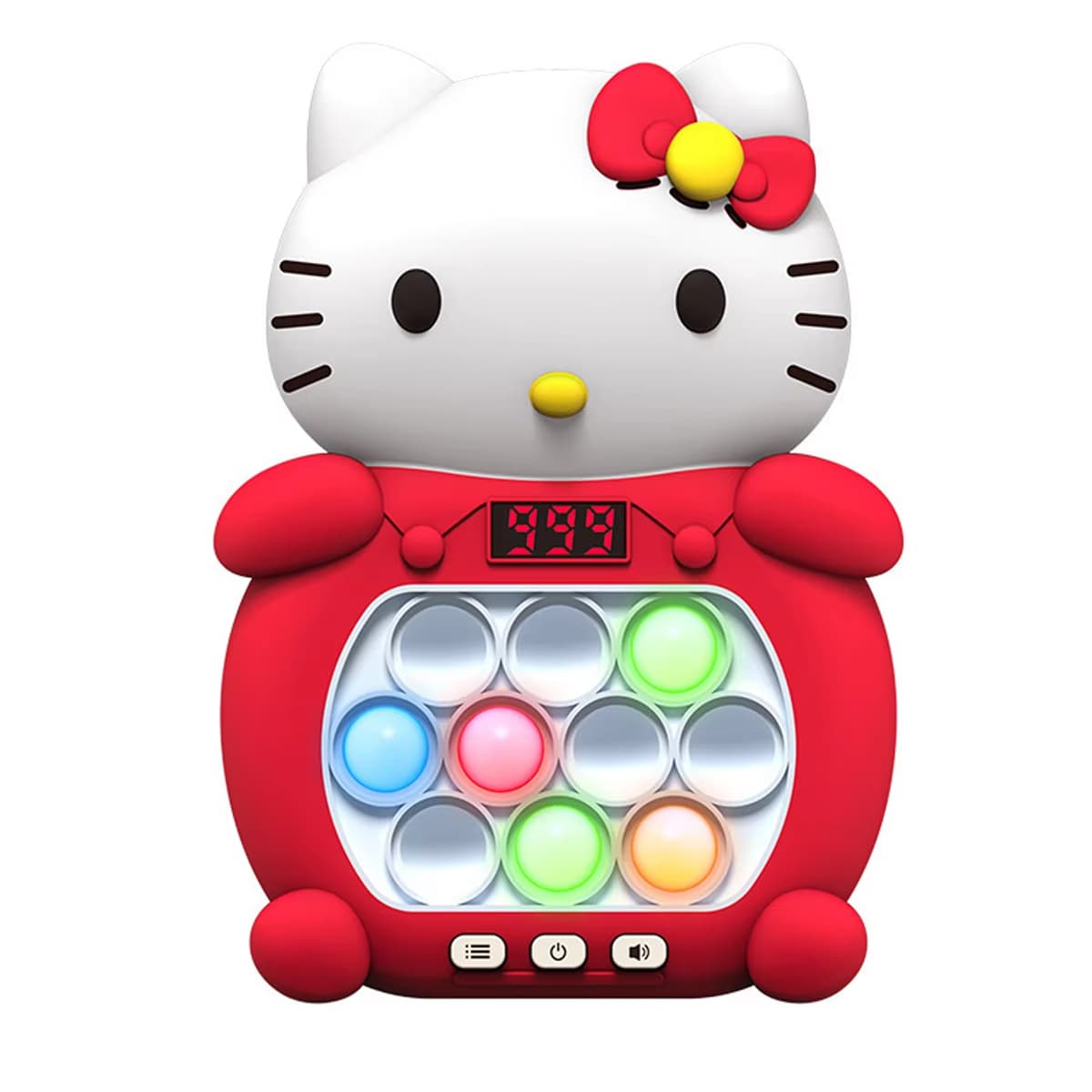 Jucarie Pop It Electronic/Consola Premium, cu Lumini, 3 Culori, 4 Moduri de Joc, Hello Kitty cu afisaj, rosu