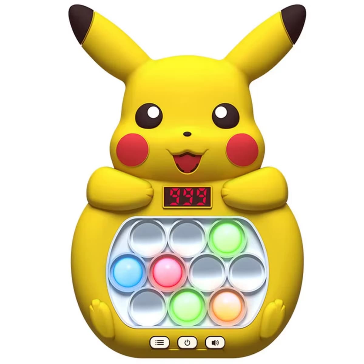 Jucarie Pop It Electronic/Consola Premium, cu Lumini, 3 Culori, 4 Moduri de Joc, Pikachu
