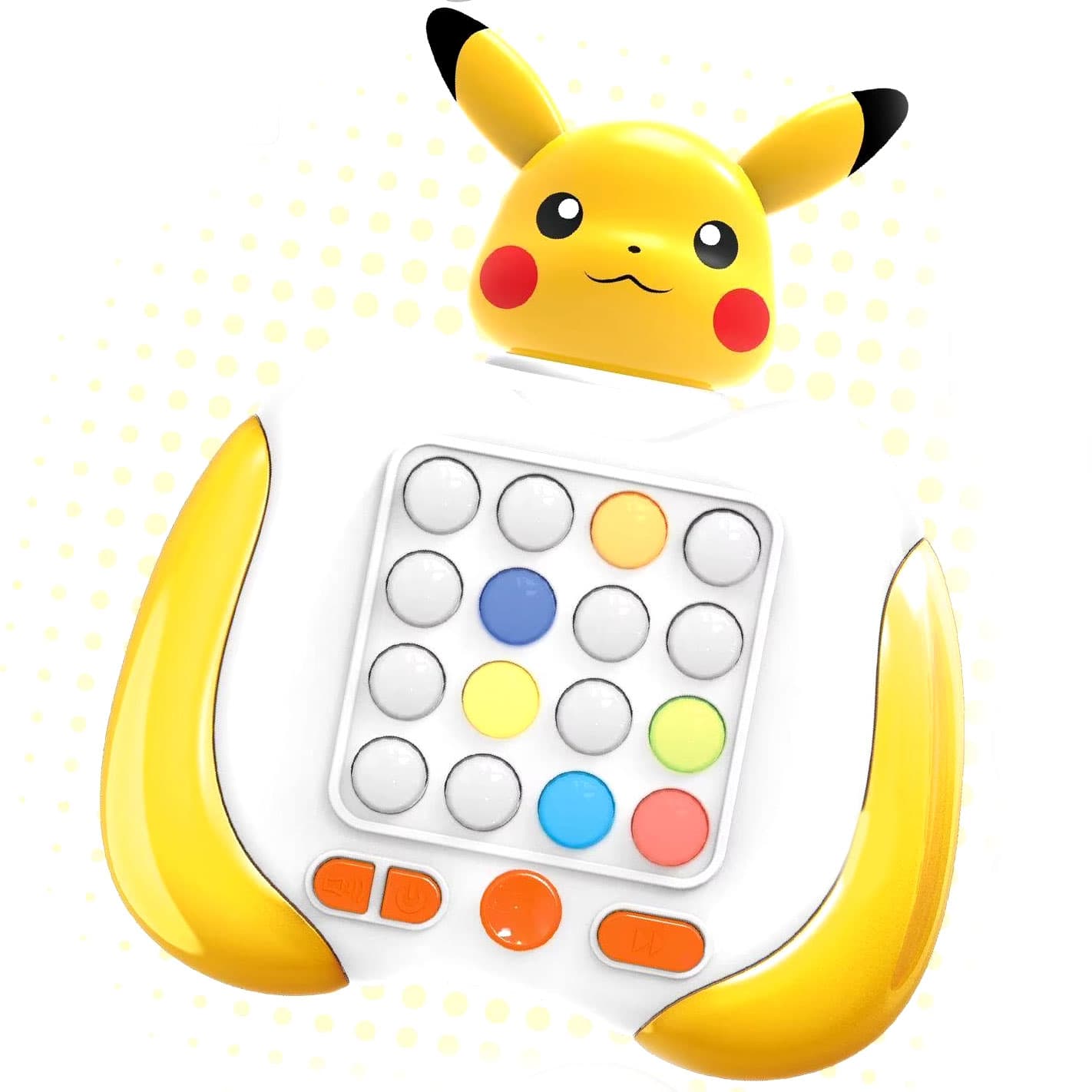 Joc interactiv POPIT Consola, antistres, cu sunete, 16 butoane si lumini RGB, 7 moduri de joc, Pikachu
