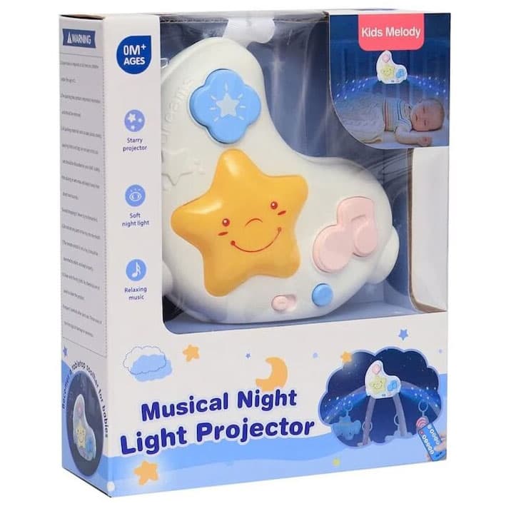 Lampa de veghe cu sunete de leagan si lumini, pentru bebelusi, portabila