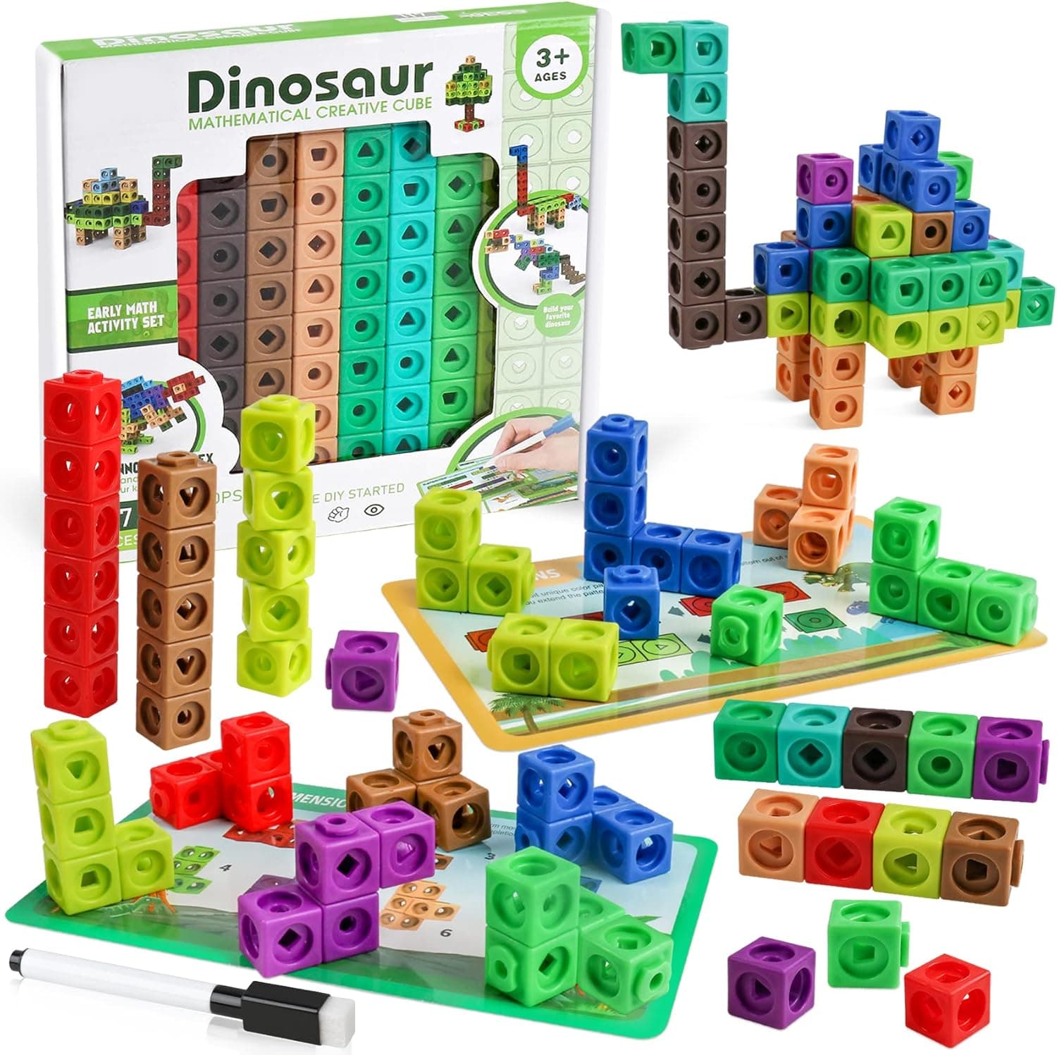 Set Cuburi Matematice Creative - Constructie si Invatare cu Dinozauri