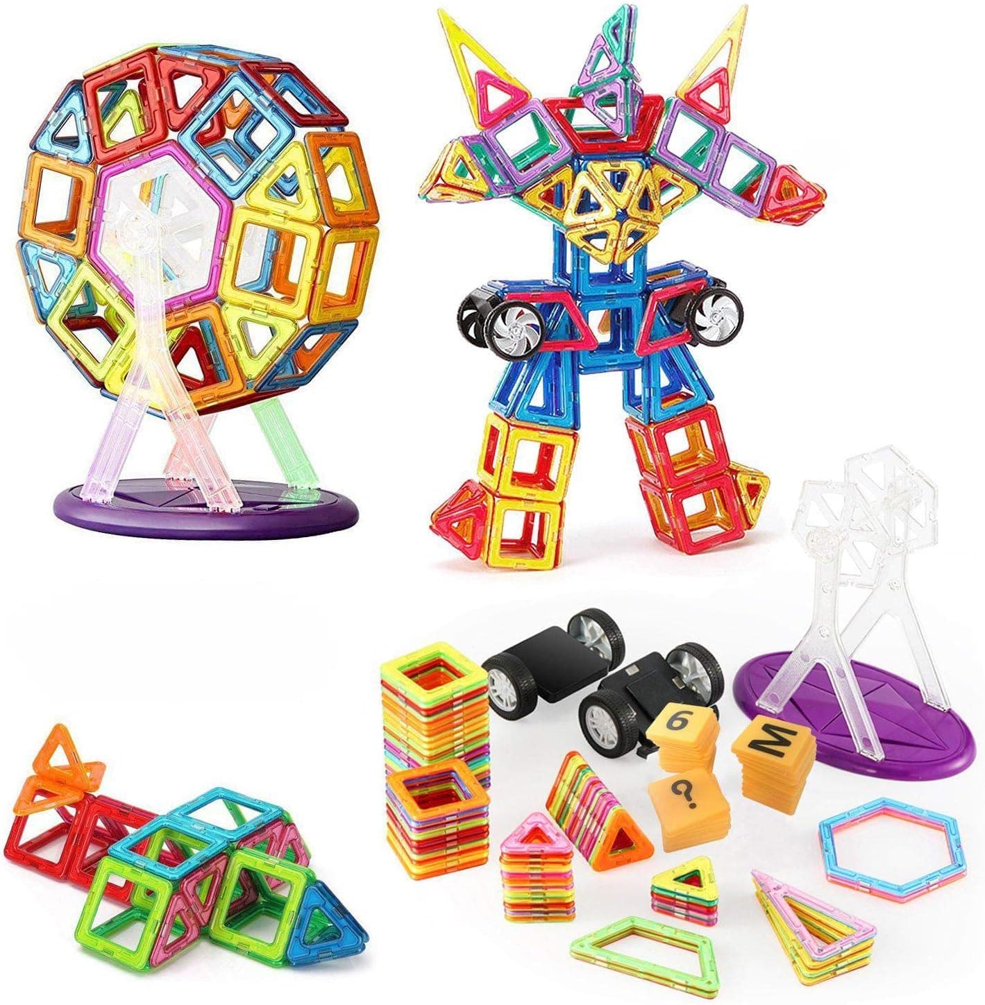 Magneti de jucarie cu 125 de Piese multicolore, Blocuri Magnetice, dezvolta imaginatia si abilitatile motrice, numeroase posibilitati de construit