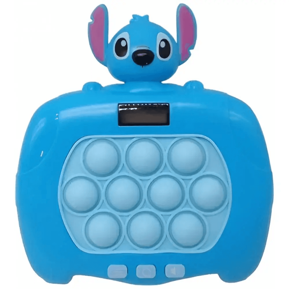 Joc interactiv Pop-It Consola, antistres, cu sunete si lumini, afisaj si 999 level, forma Stitch
