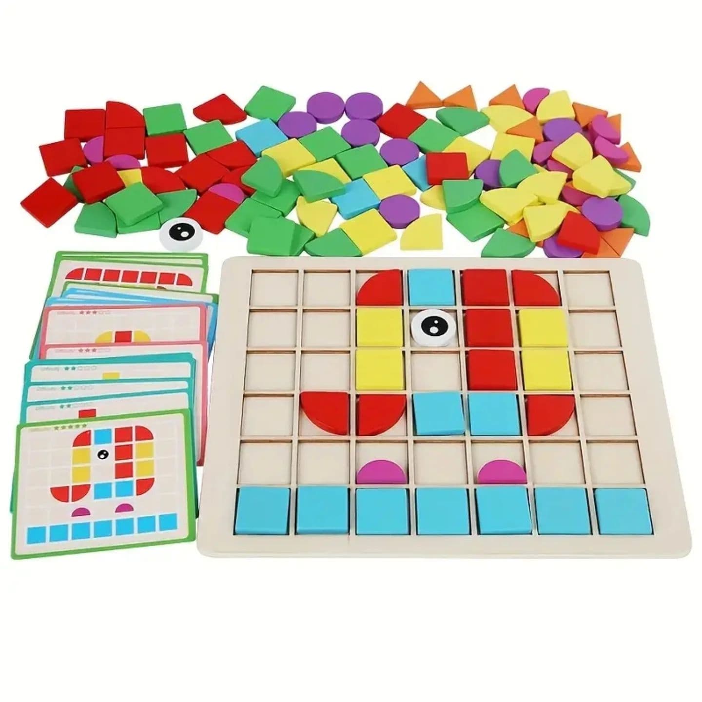 Puzzle mozaic 3D din lemn, cu 4 nivele de dificultate, 120 piese