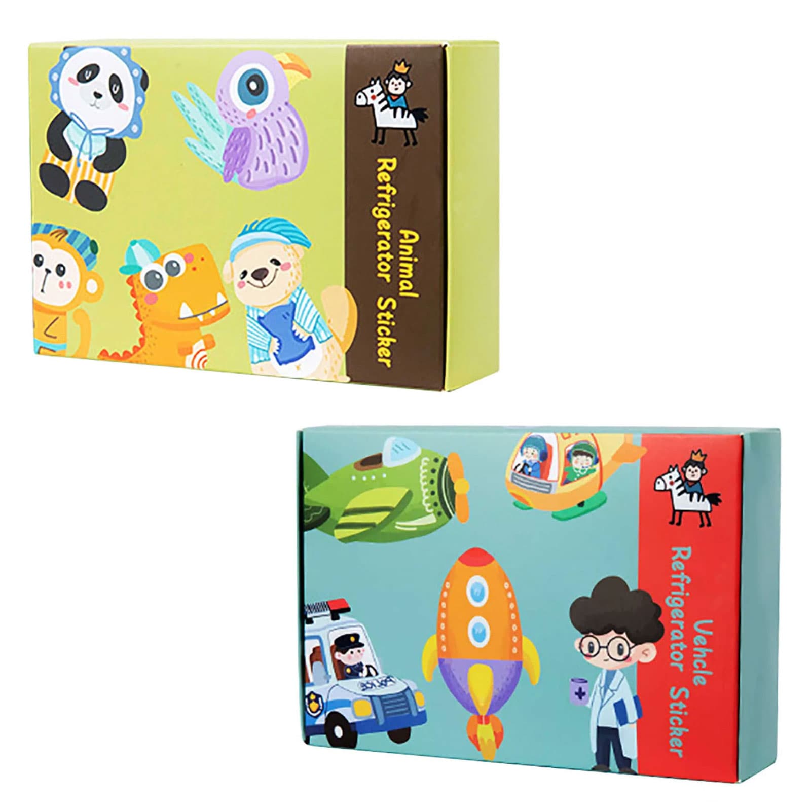 Puzzle Magnetic Educativ pentru Copii, Set cu Animale si Set cu Vehicule, Sticker Magnetic pentru Frigider cu 26 de Litere