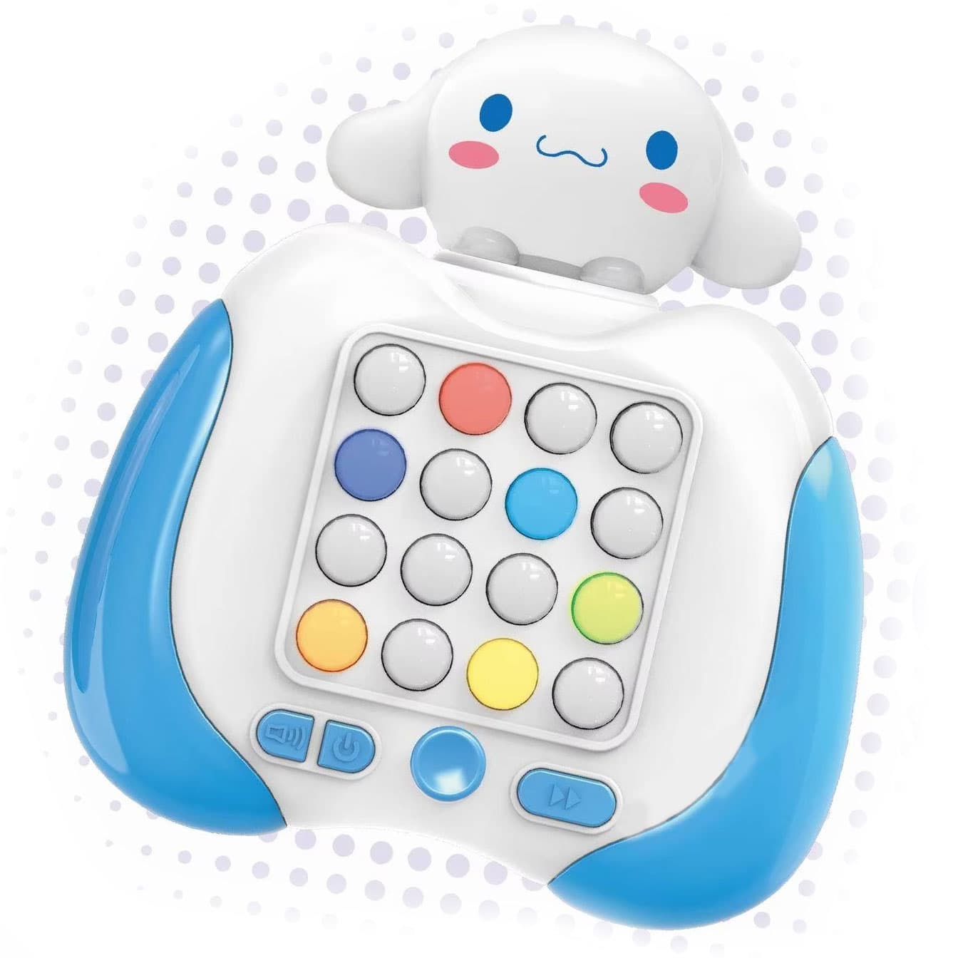 Joc interactiv POPIT Consola, antistres, cu sunete, 16 butoane si lumini RGB, 7 moduri de joc, Blue
