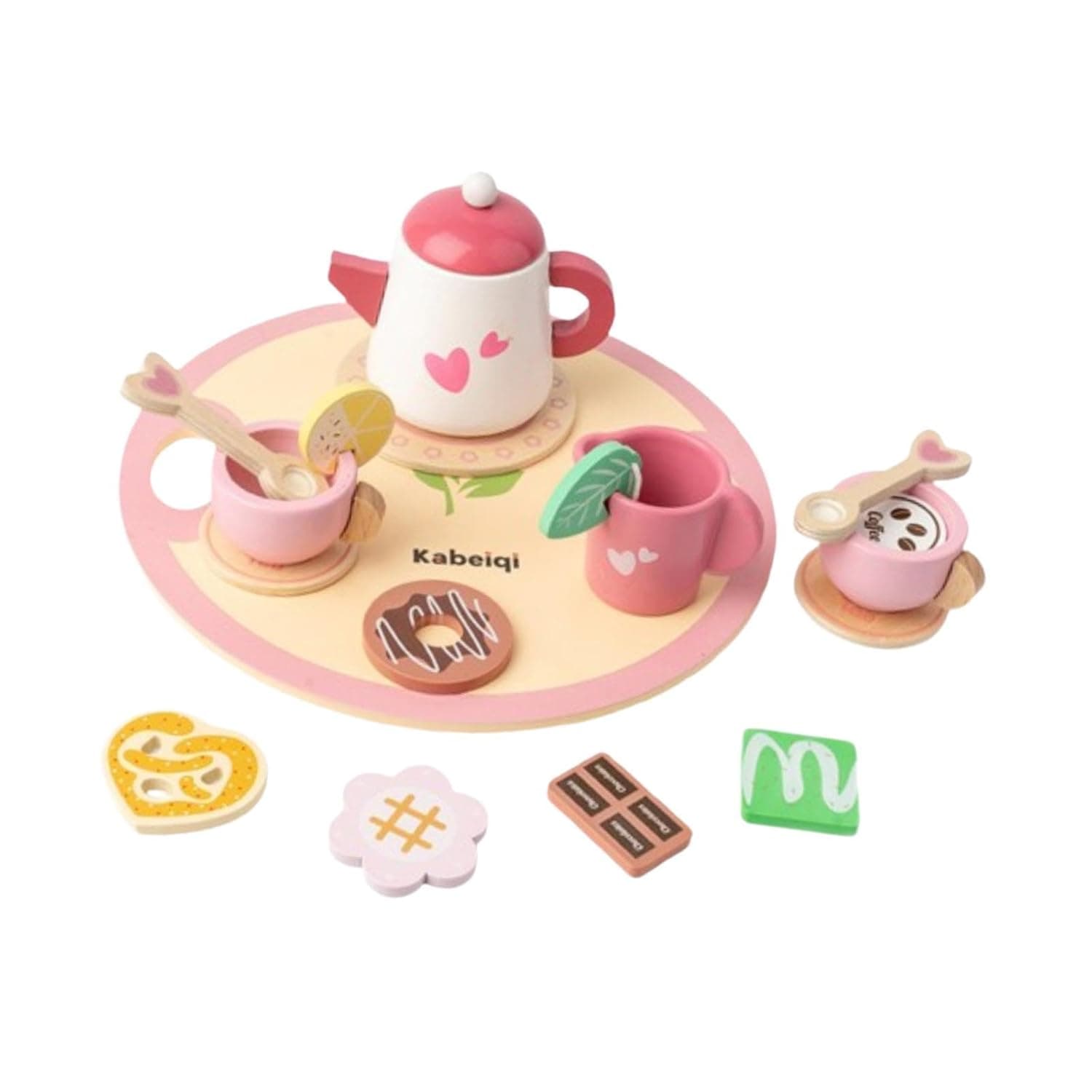 Set de ceai din lemn, Multicolor, Dezvolta Inteligenta/Motricitatea, Jucarie Educativa, 2 Ani