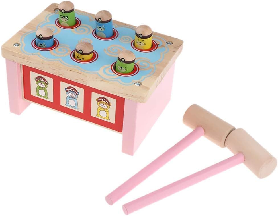 Jucarie Montessori Prinde Cartita 3D cu Sistem de Parghii si 2 ciocanele, din lemn