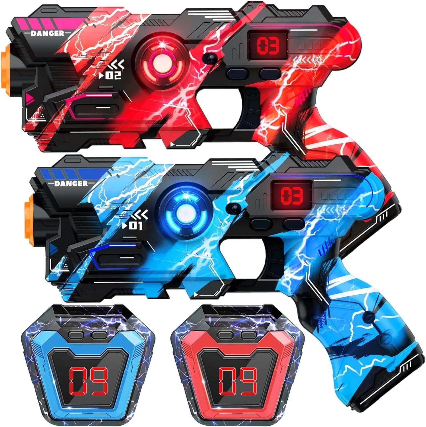 Pistol de jucarie Laser Tag, efecte luminoase si sunete, Include 1 pistol, Albastru, 8 ani+