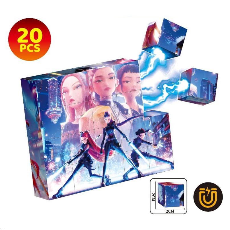 Blocuri magnetice puzzle de constructie, 20 piese, compatibile K-Pop, joc educativ STEM pentru creativitate, plastic ABS, 3+ ani