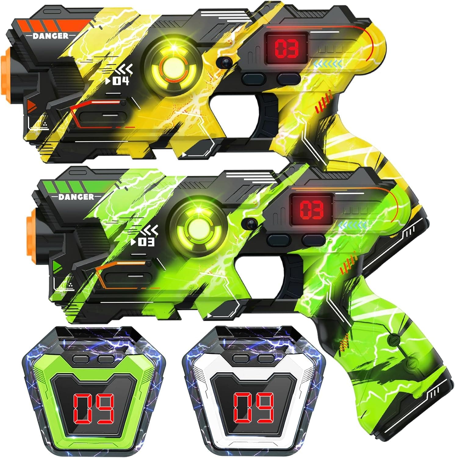 Pistol de jucarie Laser Tag, efecte luminoase si sunete, Include 1 pistol, Verde, 8 ani+