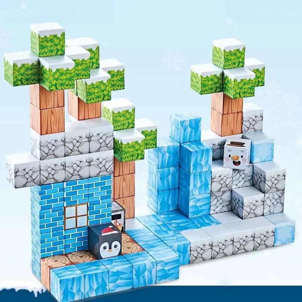 Blocuri magnetice de constructie, 32 piese, compatibile Minecraft, joc educativ STEM pentru creativitate, plastic ABS, 3+ ani