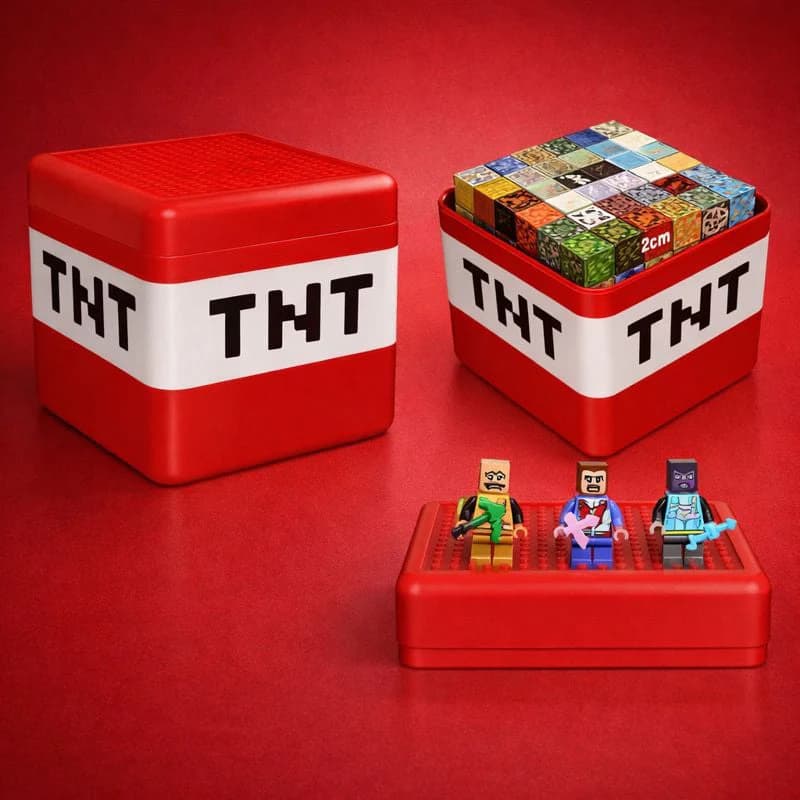 Blocuri magnetice de constructie, 180 piese, compatibile Minecraft, joc educativ STEM, plastic ABS, 3+ ani, Cutie Cadou