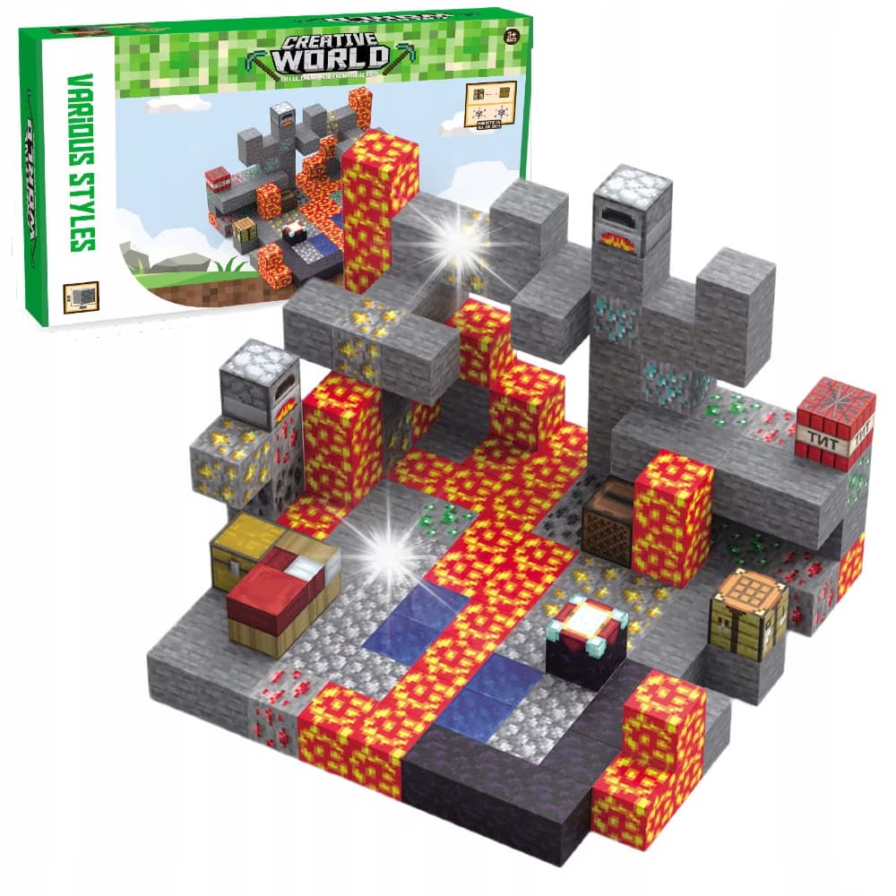Blocuri magnetice de constructie, 143 piese, compatibile Minecraft, joc educativ STEM pentru creativitate, plastic ABS, 3+ ani